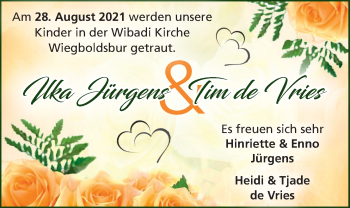 Hochzeitsanzeige von Ilka  Jürgens von EZ