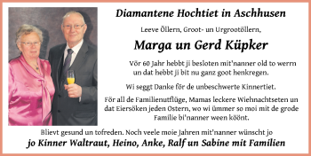Hochzeitsanzeige von Marga Küpker von NWZ