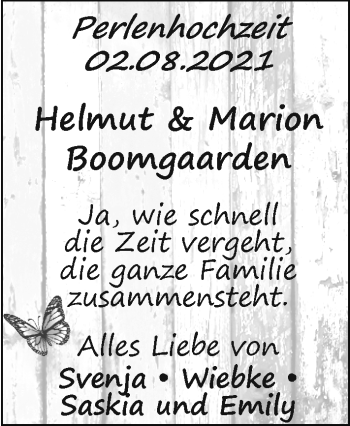 Hochzeitsanzeige von Marion Boomgaarden von EZ
