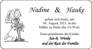 Hochzeitsanzeige von Nadine  von EZ