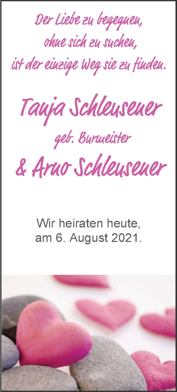 Hochzeitsanzeige von Tanja Schleusener von EZ