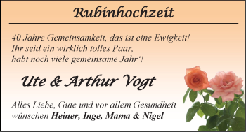 Hochzeitsanzeige von Ute Vogt von EZ