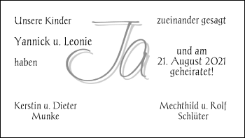Hochzeitsanzeige von Yannick Munke von NWZ