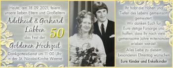 Hochzeitsanzeige von Adelheid Lübben von EZ