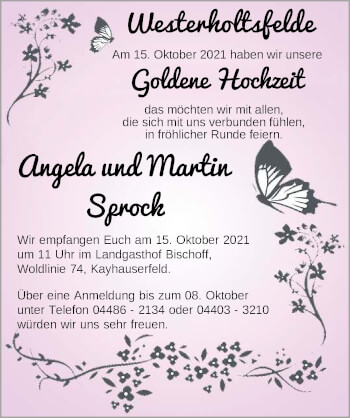 Hochzeitsanzeige von Angela Sprock von NWZ