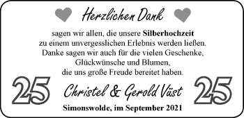 Hochzeitsanzeige von Christel Vüst von EZ