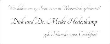 Hochzeitsanzeige von Dirk Hedenkamp von NWZ