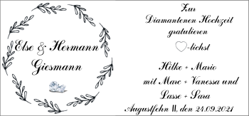 Hochzeitsanzeige von Else Giesmann von NWZ