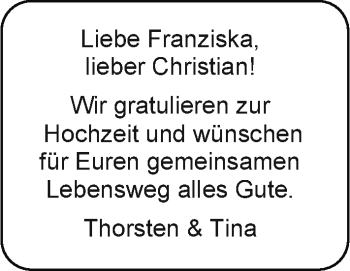 Hochzeitsanzeige von Franziska Kuschidlo von EZ
