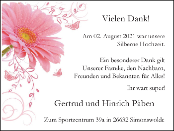Hochzeitsanzeige von Gertrud Päben von EZ