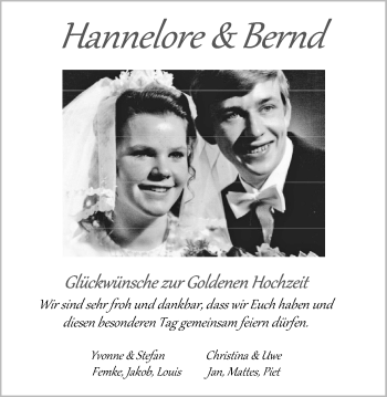 Hochzeitsanzeige von Hannelore  von NWZ