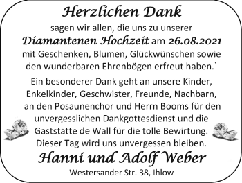 Hochzeitsanzeige von Hanni Weber von EZ