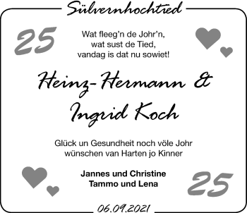 Hochzeitsanzeige von Heinz-Hermann Koch von EZ