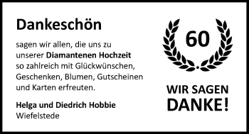 Hochzeitsanzeige von Helga Hobbie von NWZ