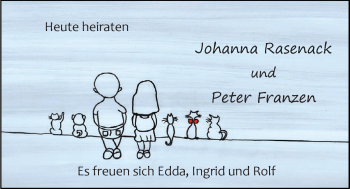 Hochzeitsanzeige von Johanna Rasenack von EZ