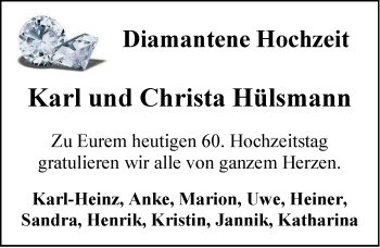 Hochzeitsanzeige von Karl Hülsmann von NWZ