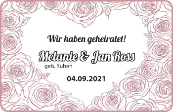 Hochzeitsanzeige von Melanie Ross von EZ