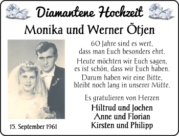 Hochzeitsanzeige von Monika Ötjen von NWZ