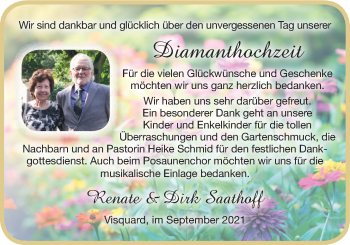 Hochzeitsanzeige von Renate Saathoff von EZ