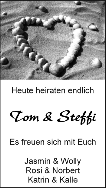 Hochzeitsanzeige von Tom  von EZ