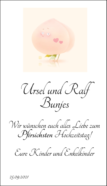 Hochzeitsanzeige von Ursel Bunjes von NWZ