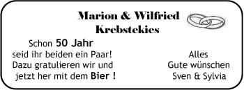 Hochzeitsanzeige von Wilfried Krebstekies von NWZ