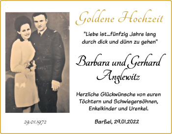 Hochzeitsanzeige von Barbara Anglewitz von NWZ