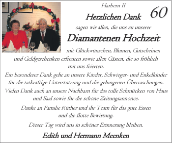 Hochzeitsanzeige von Hermann Meenken von NWZ