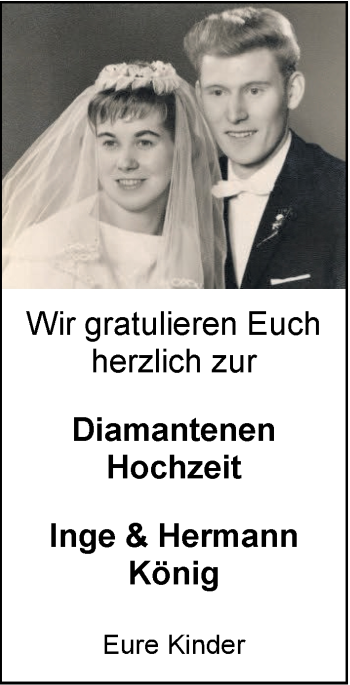 Hochzeitsanzeige von Inge König von NWZ