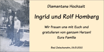 Hochzeitsanzeige von Ingrid Homberg von NWZ