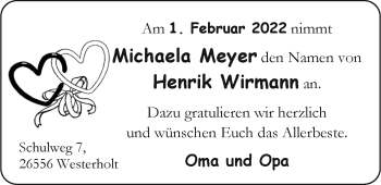 Hochzeitsanzeige von Michaela Meyer von EZ
