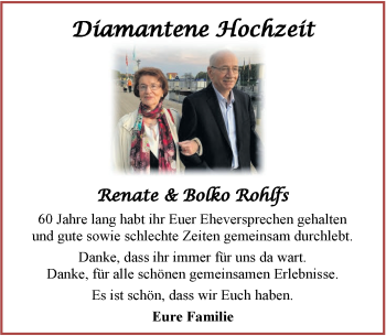 Hochzeitsanzeige von Renate Rohlfs von NWZ