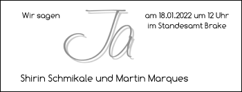 Hochzeitsanzeige von Shirin Schmikale von NWZ