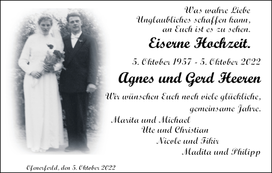 Hochzeitsanzeige von Agnes Heeren von NWZ