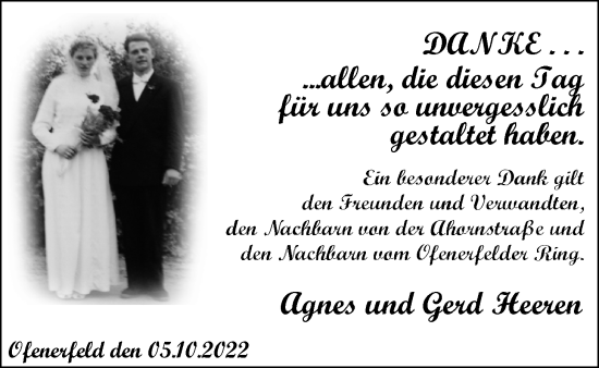 Hochzeitsanzeige von Agnes Heeren von NWZ
