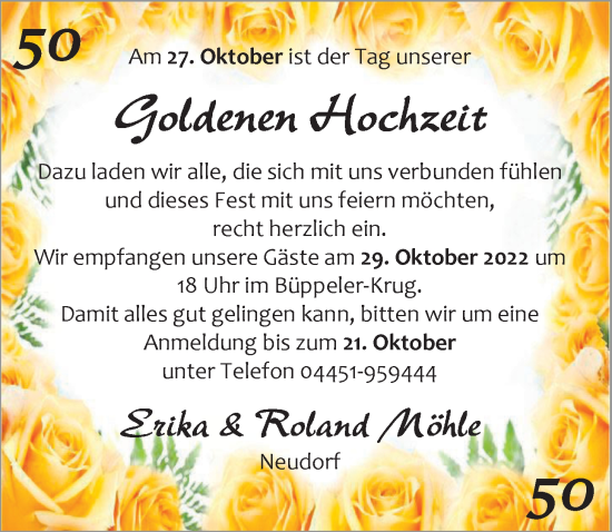 Hochzeitsanzeige von Erika Möhle von NWZ