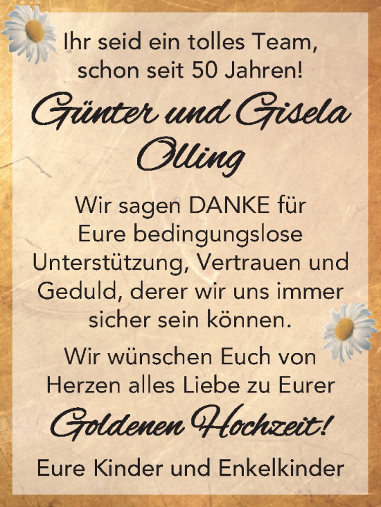 Hochzeitsanzeige von Günter Olling von NWZ