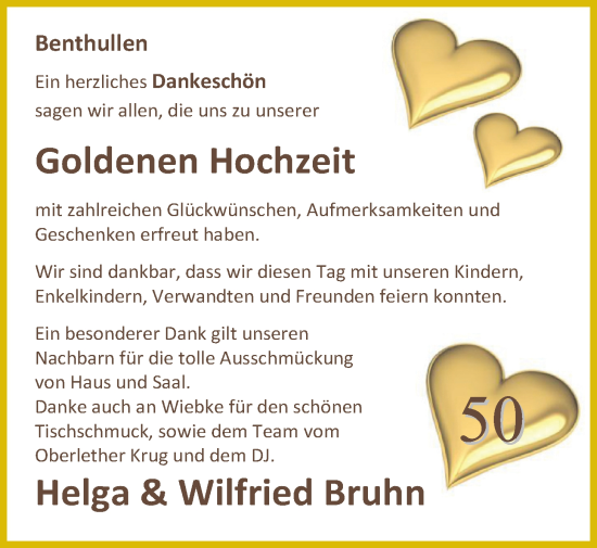 Hochzeitsanzeige von Helga Bruhn von NWZ
