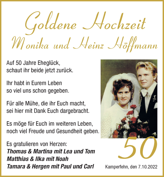 Hochzeitsanzeige von Monika Höffmann von NWZ