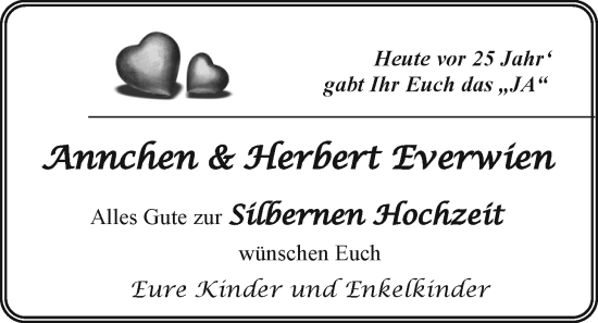 Hochzeitsanzeige von Annchen Everwien von EZ