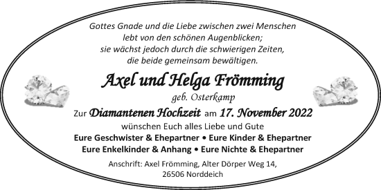 Hochzeitsanzeige von Axel Frömming von EZ
