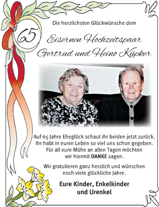 Hochzeitsanzeige von Gertrud Küpker von NWZ