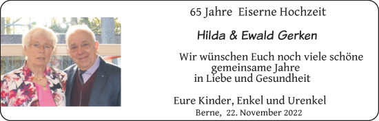 Hochzeitsanzeige von Hilda Gerken von NWZ