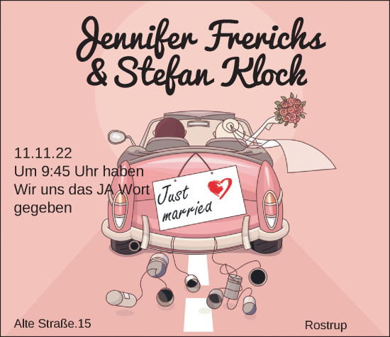 Hochzeitsanzeige von Jennifer Frerichs von NWZ