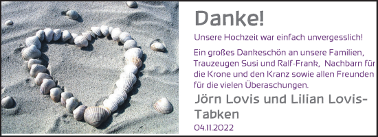 Hochzeitsanzeige von Jörn Lovis von NWZ
