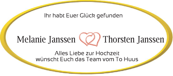 Hochzeitsanzeige von Melanie Janssen von EZ