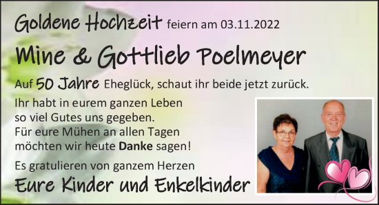 Hochzeitsanzeige von Mine Poelmeyer von EZ