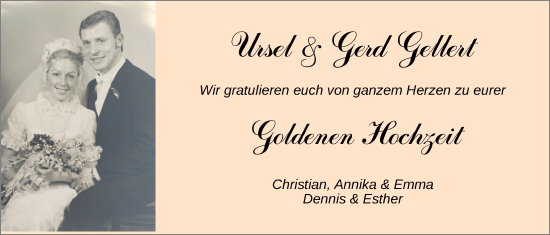 Hochzeitsanzeige von Ursel Gellert von NWZ