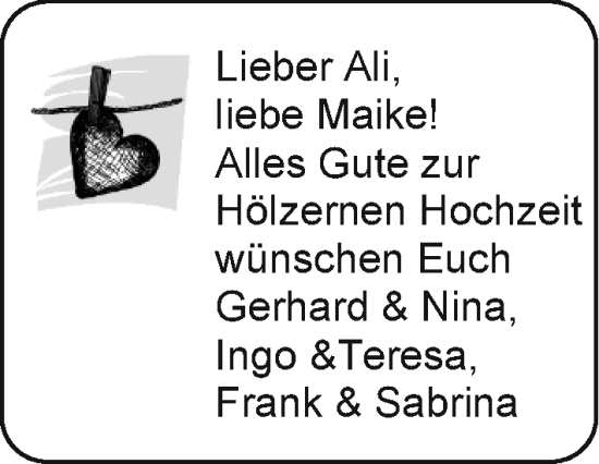 Hochzeitsanzeige von Ali  von EZ