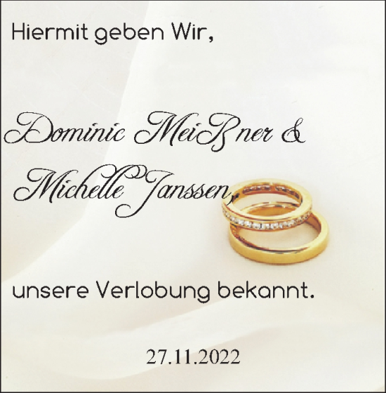 Hochzeitsanzeige von Dominic Meißner von EZ